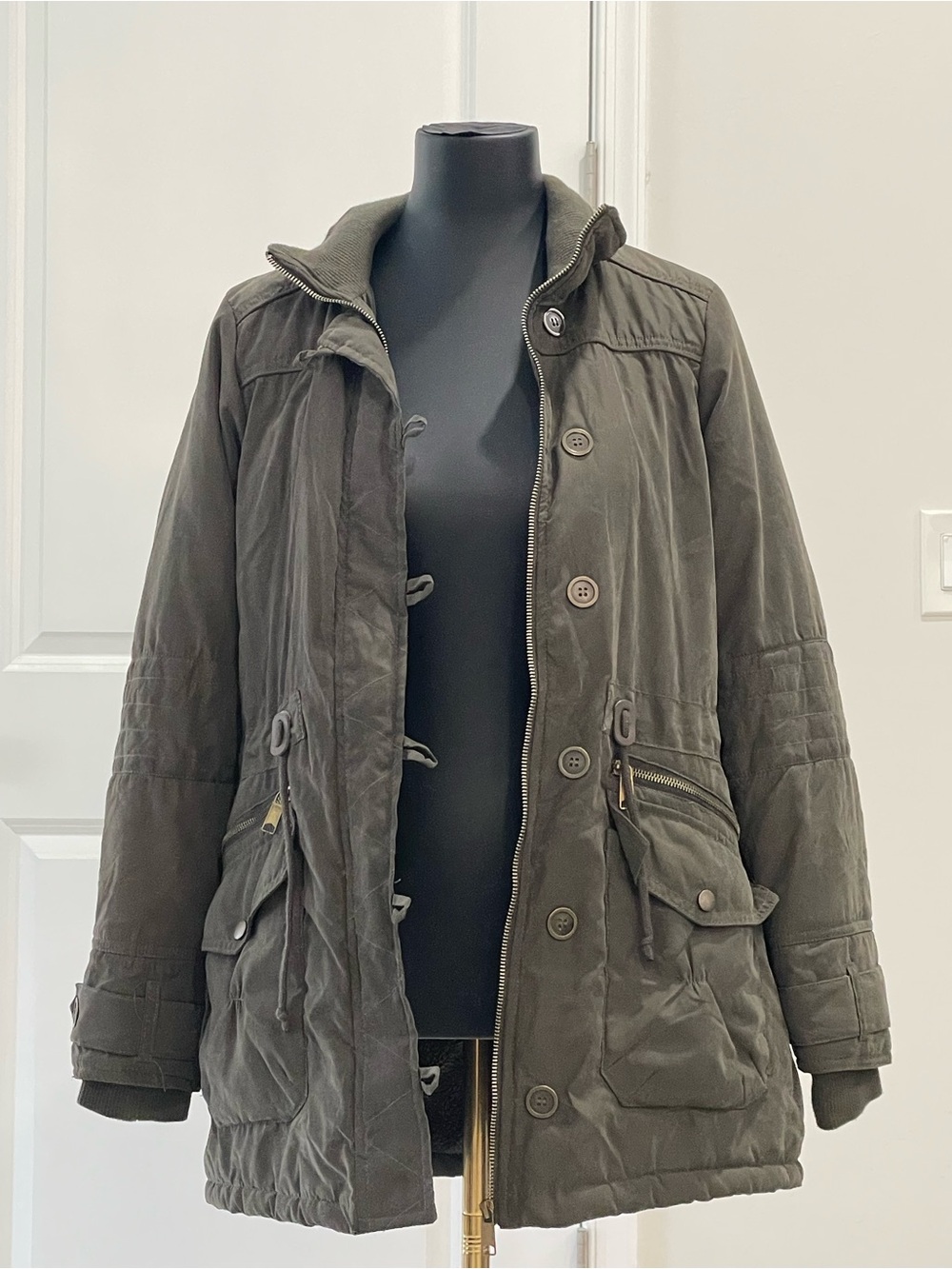 Royalty For Me Women’s Khaki Green Grunge Style Utility Jacket Size Small